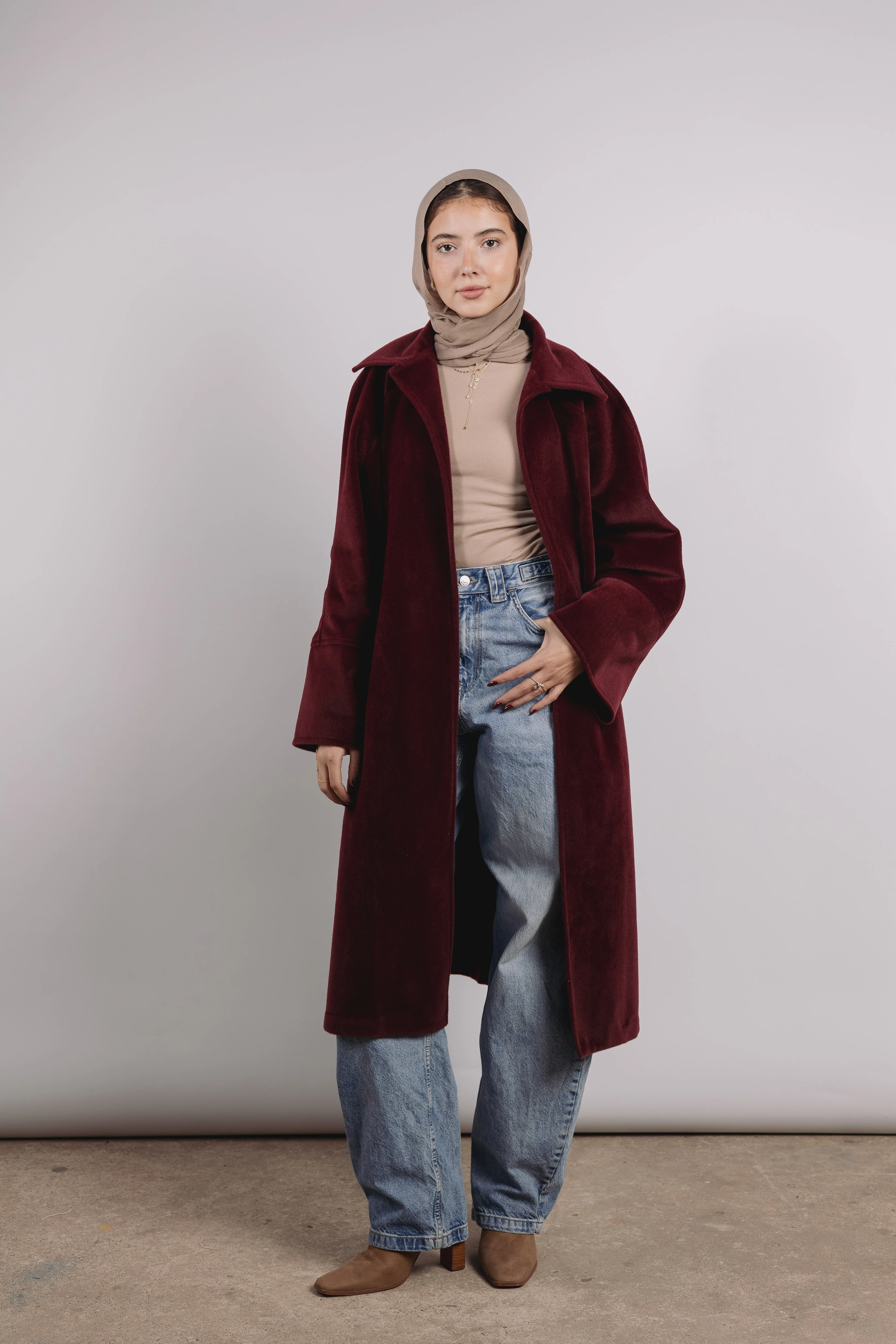 Self Made Coat in Maroon - Image 2
