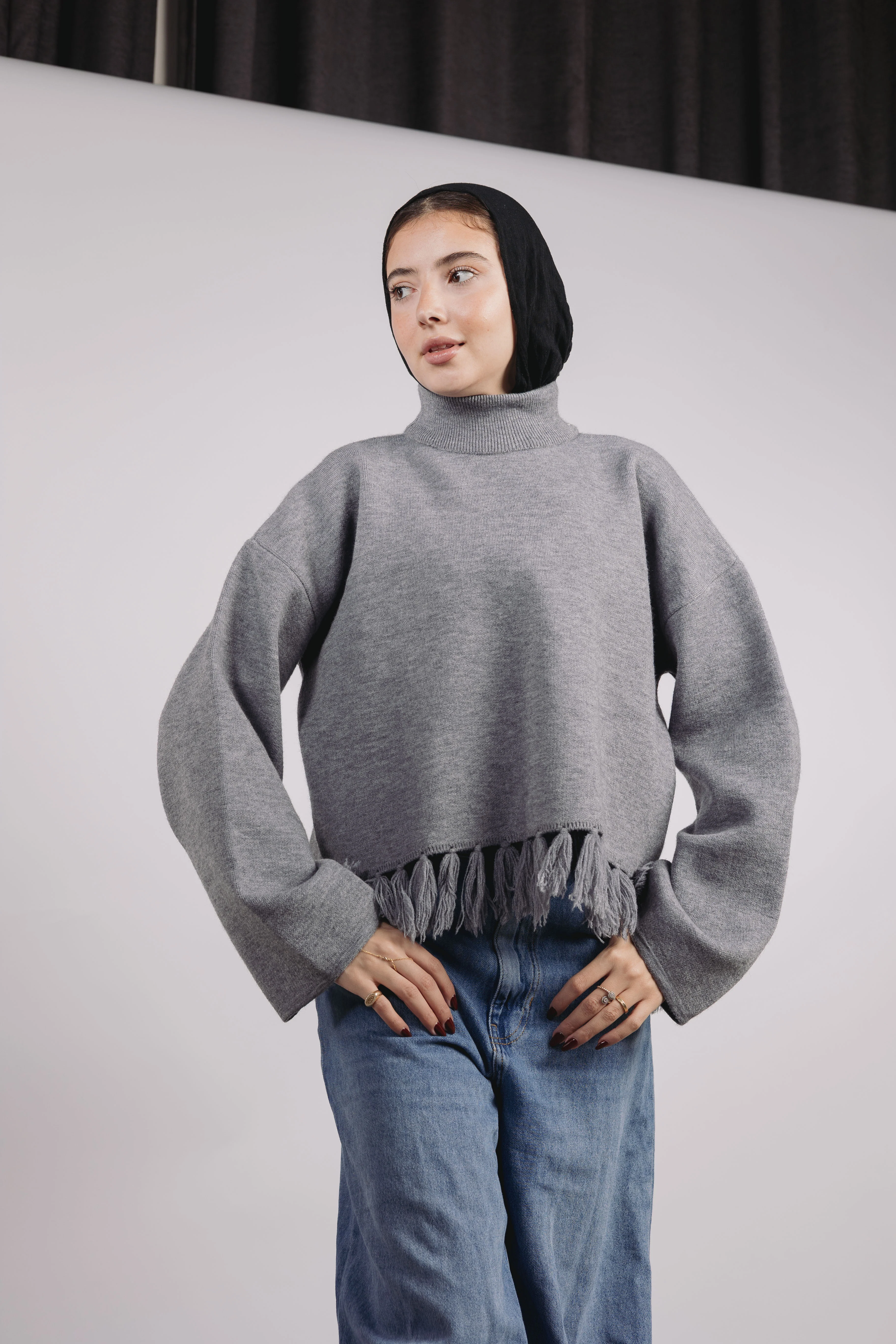 Dolly mock neck in gray - Image 2