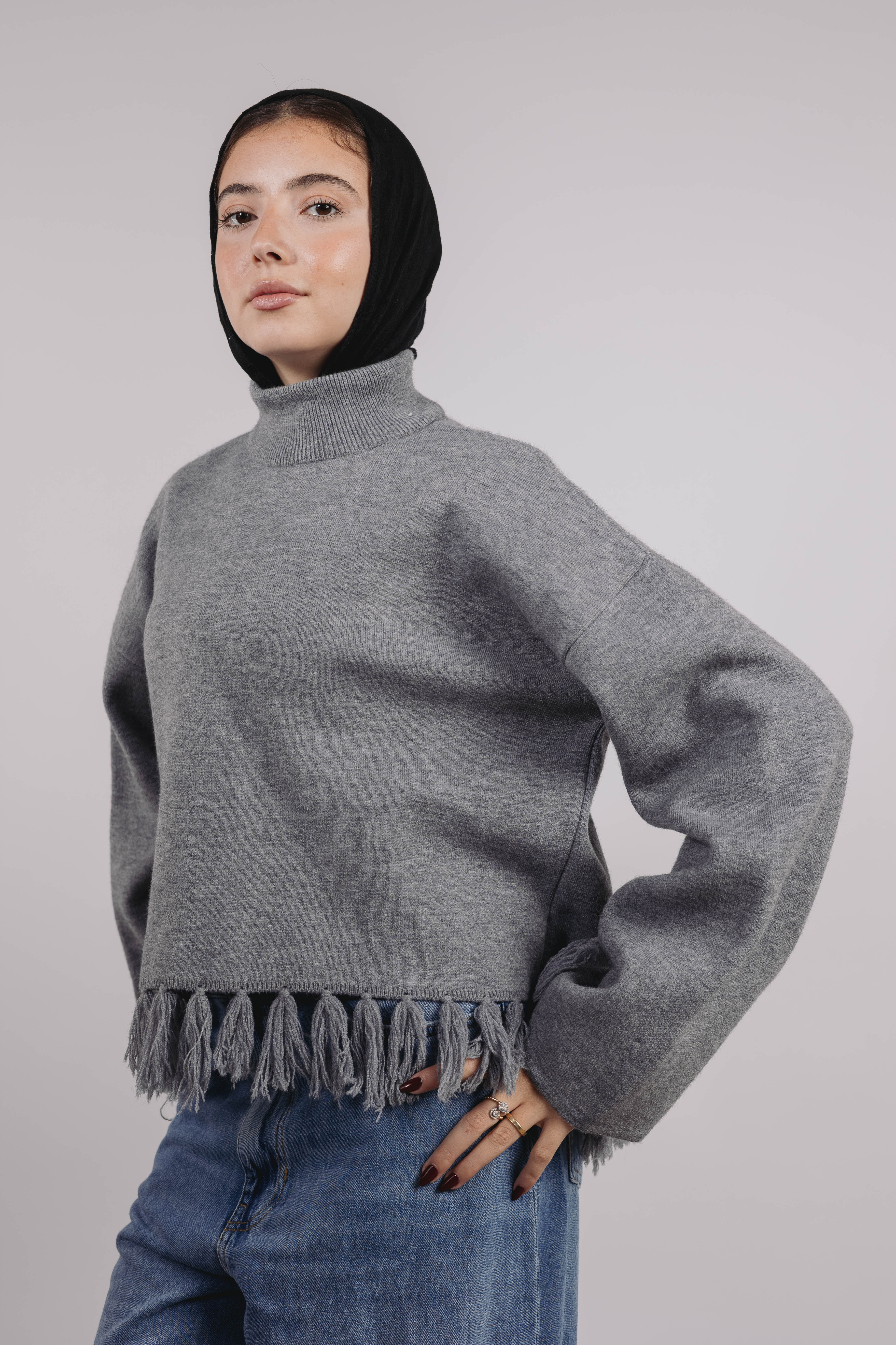 Dolly mock neck in gray - Image 3