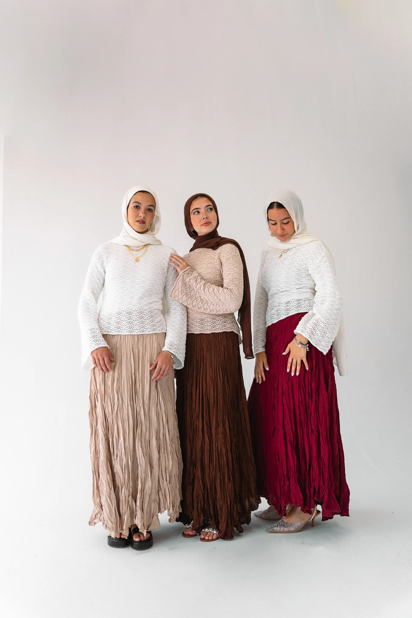 Dove Crushed Asymmetrical Skirt in Beige - Image 12