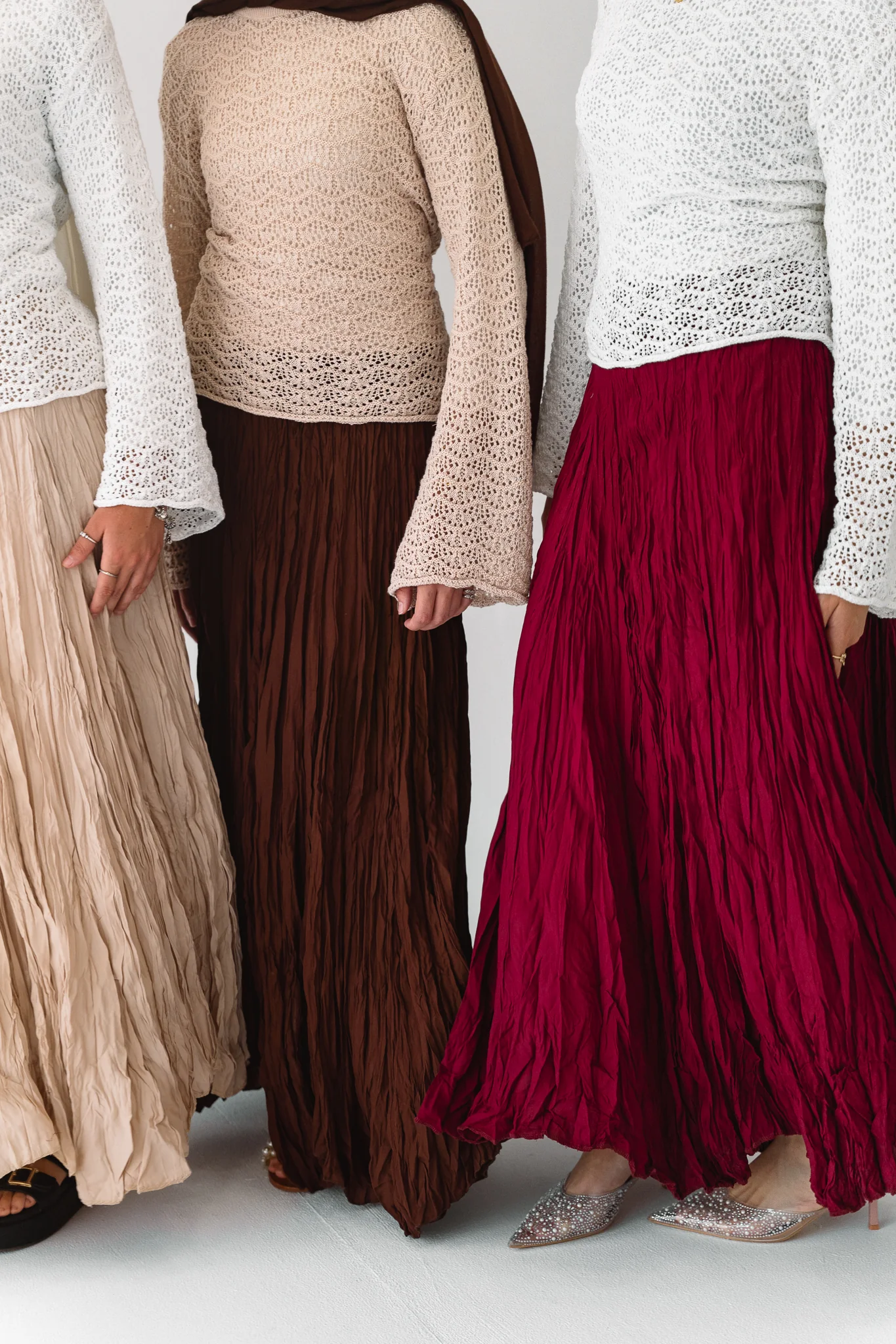 Dove Crushed Asymmetrical Skirt in Maroon - Image 6