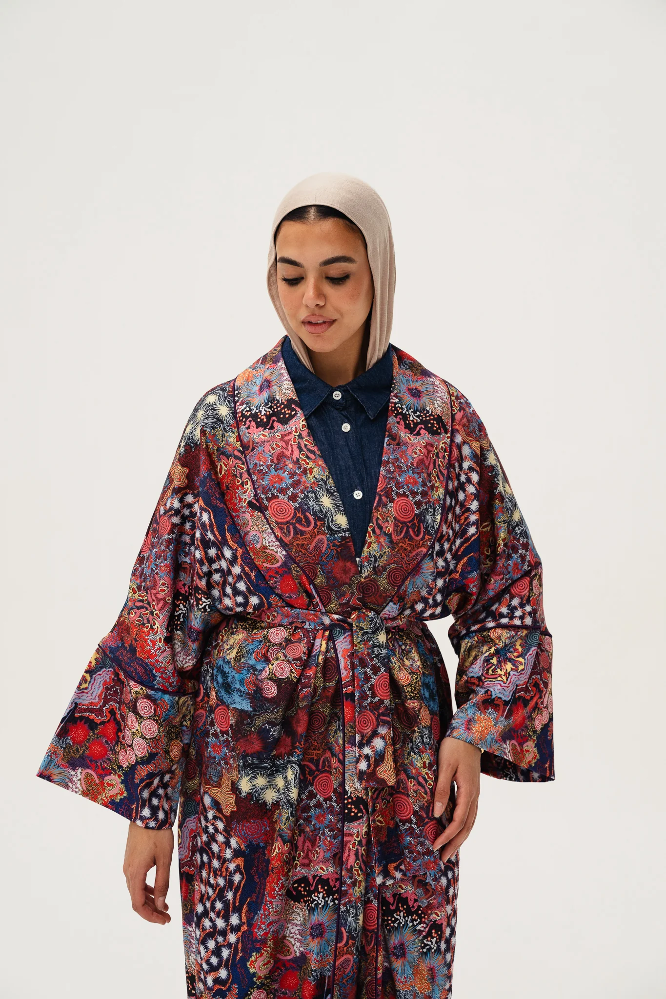 jacquard double satin kimono - Image 3