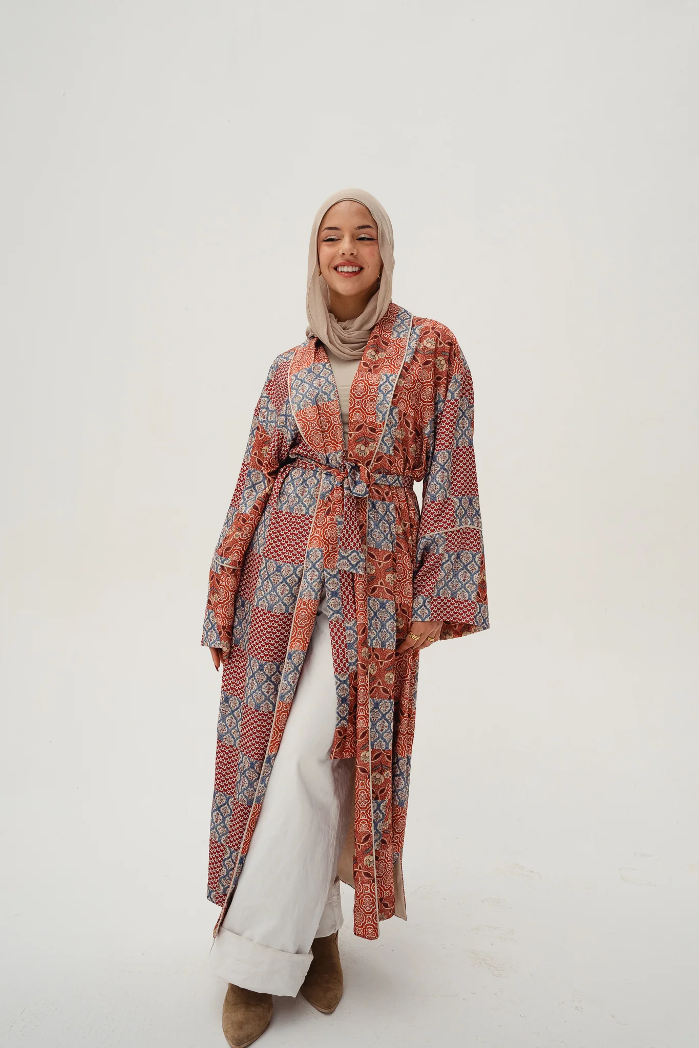 jacquard double satin kimono