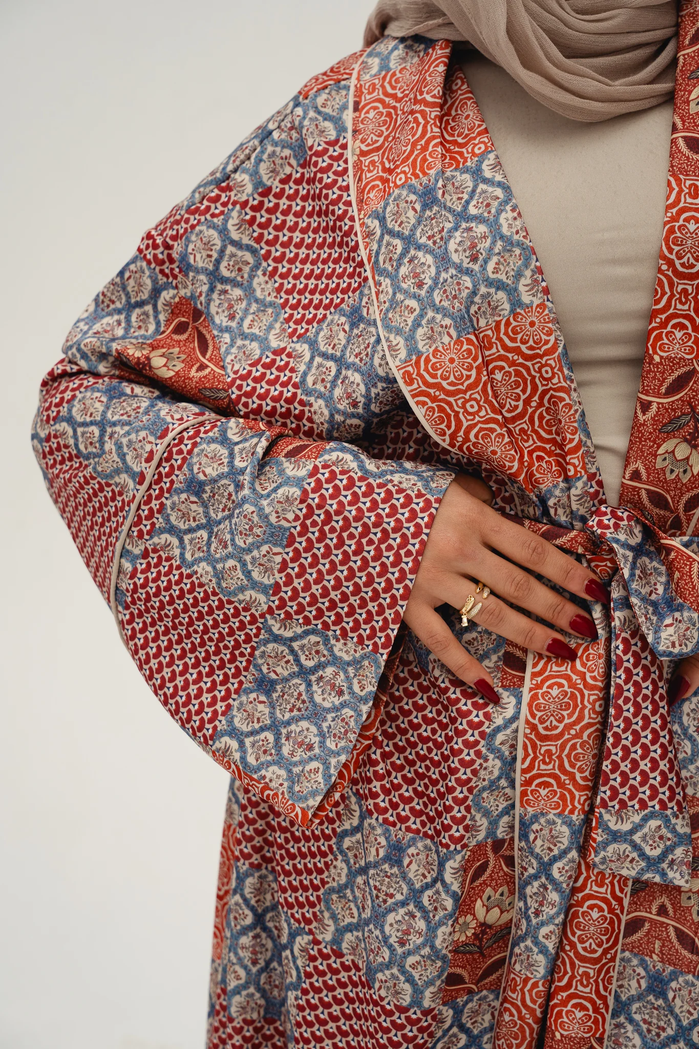 jacquard double satin kimono - Image 4