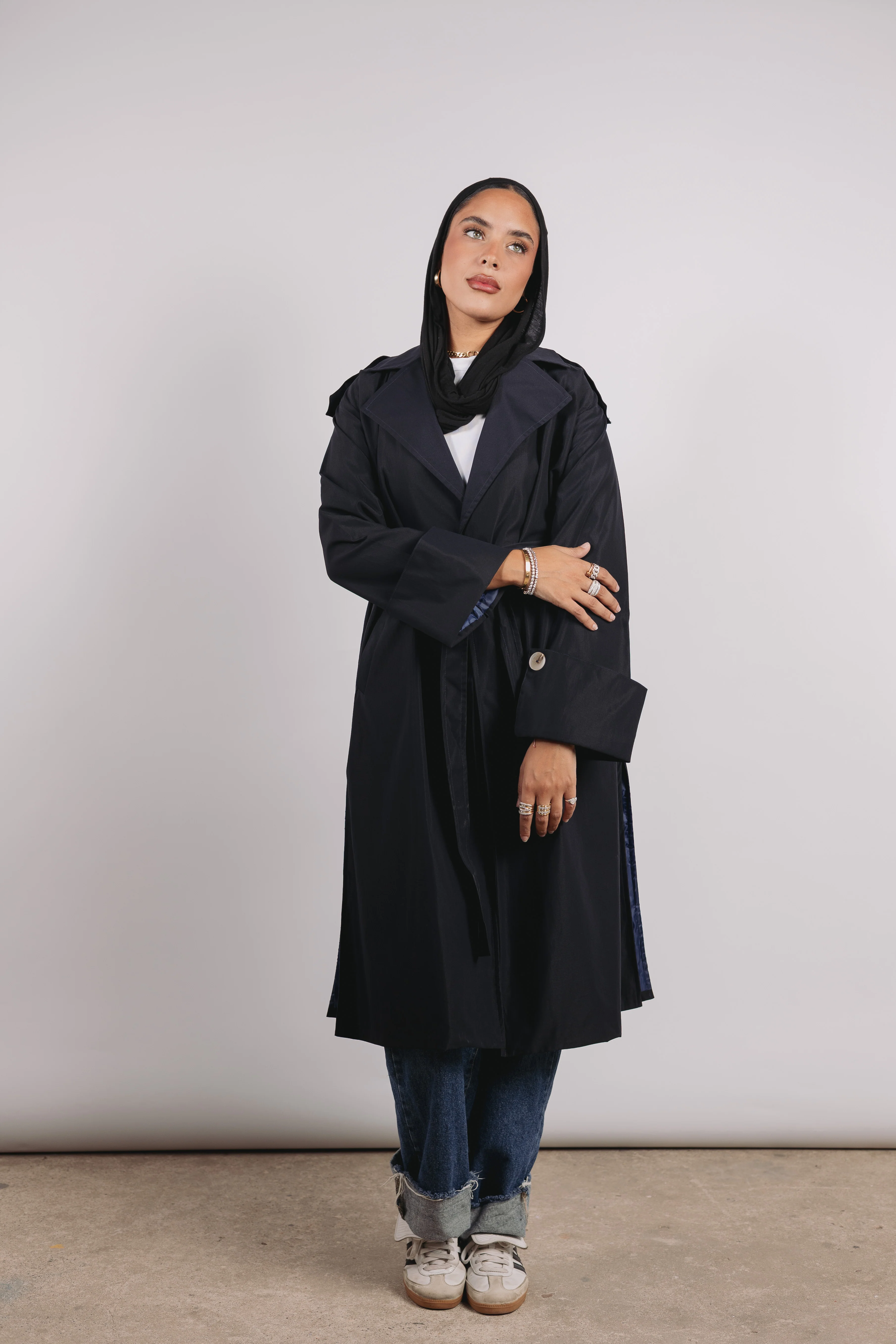 Madeline trench coat in navy - Image 5