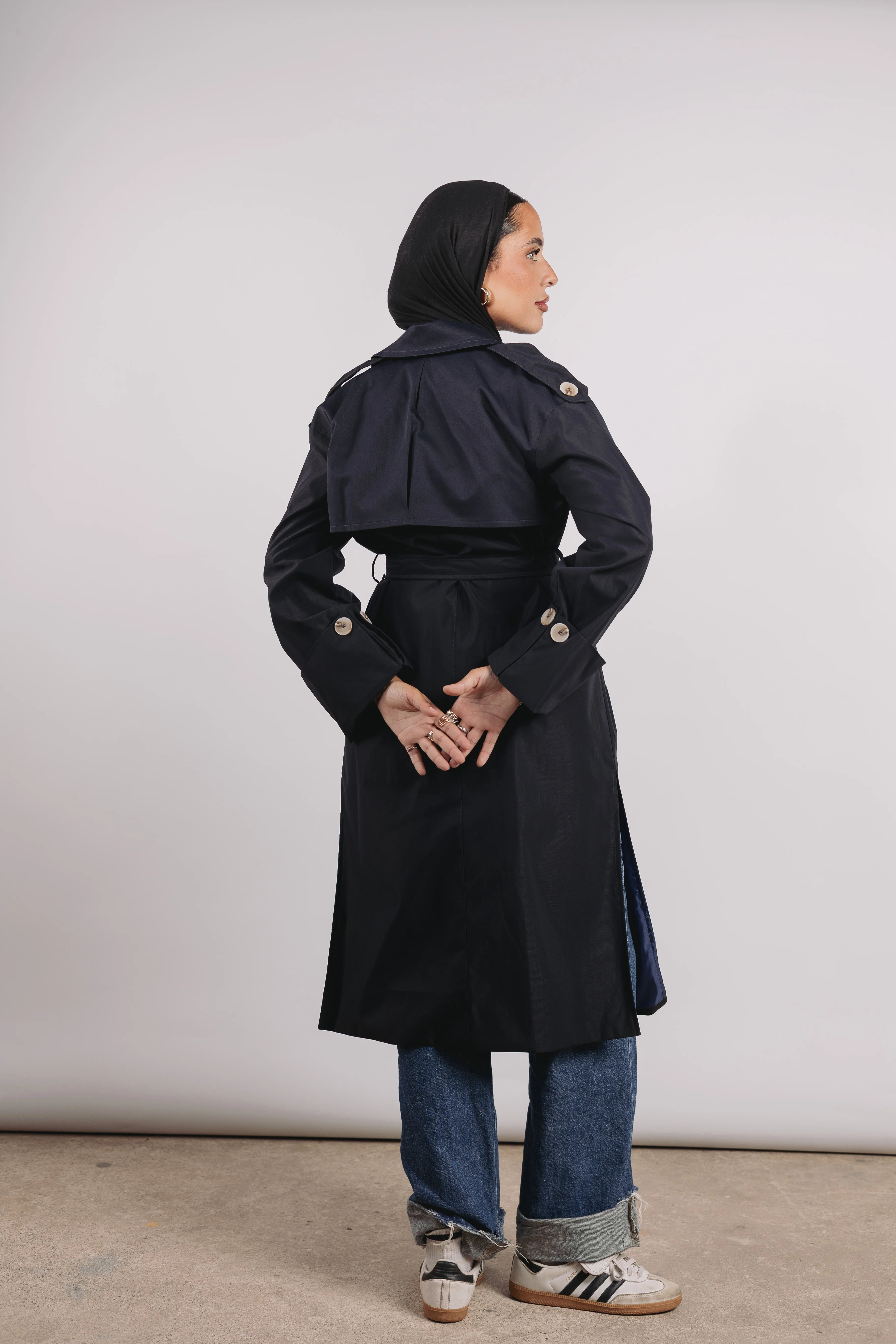 Madeline trench coat in navy - Image 6