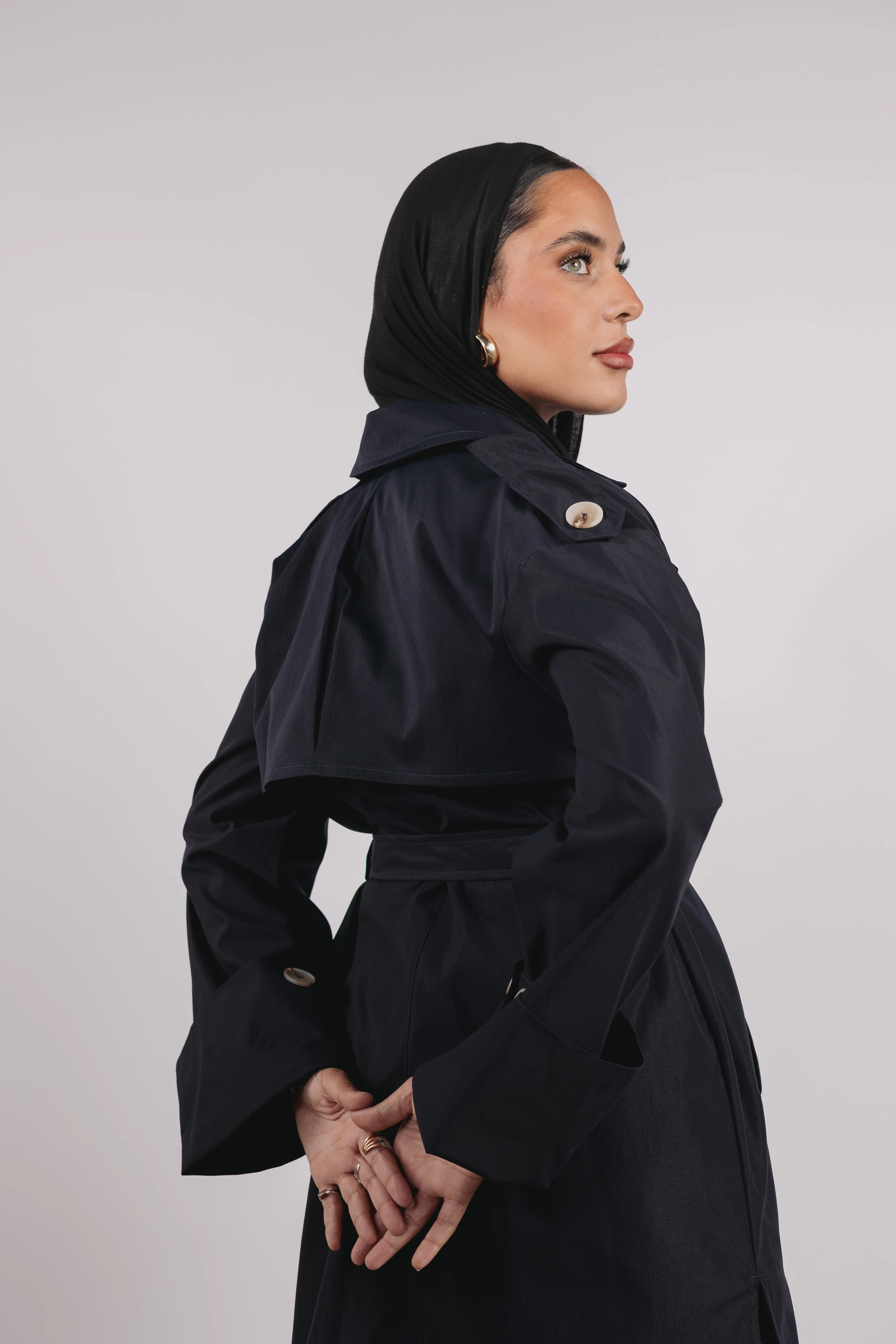 Madeline trench coat in navy - Image 7