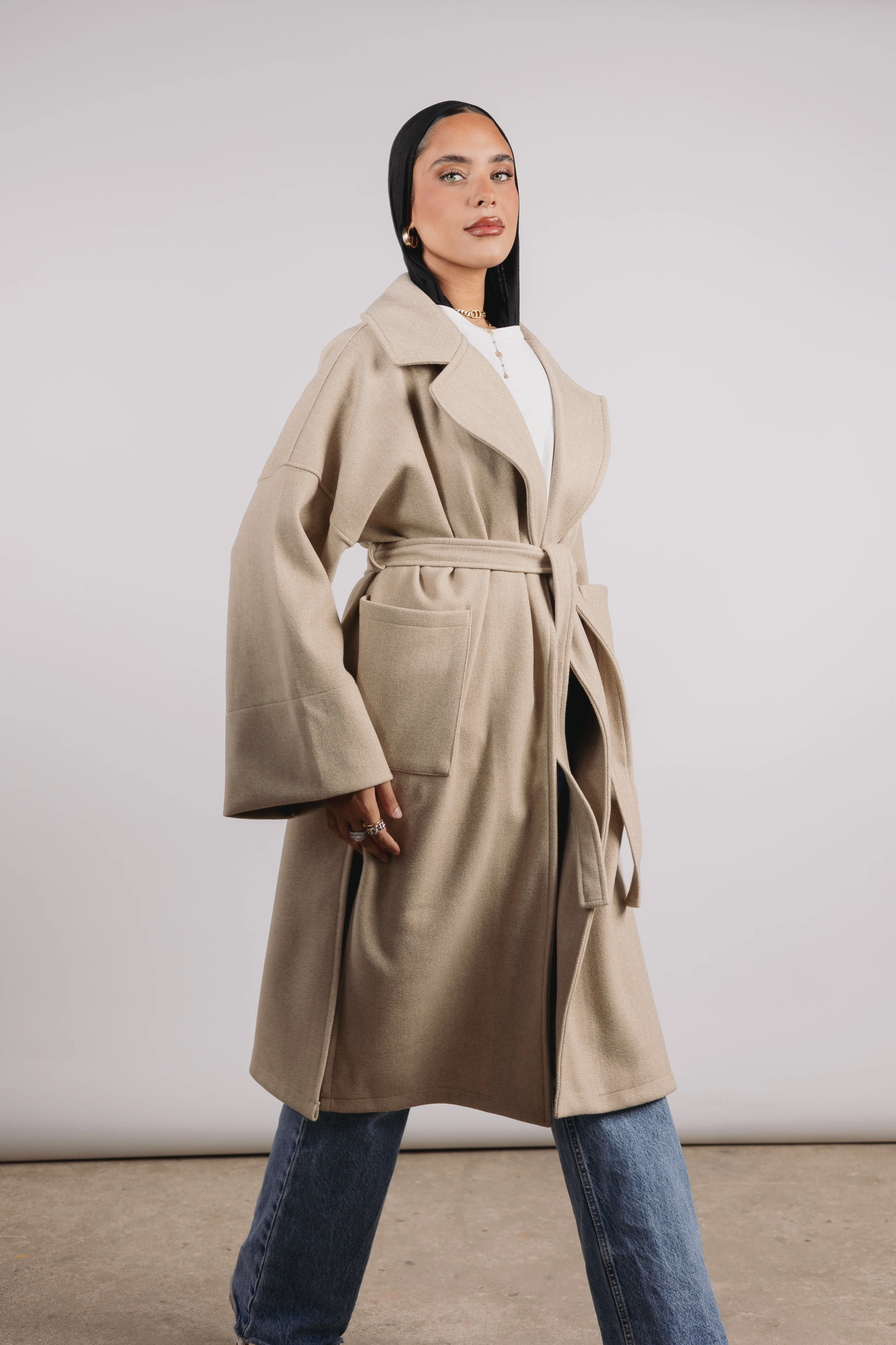 Not So Basic Coat in greige