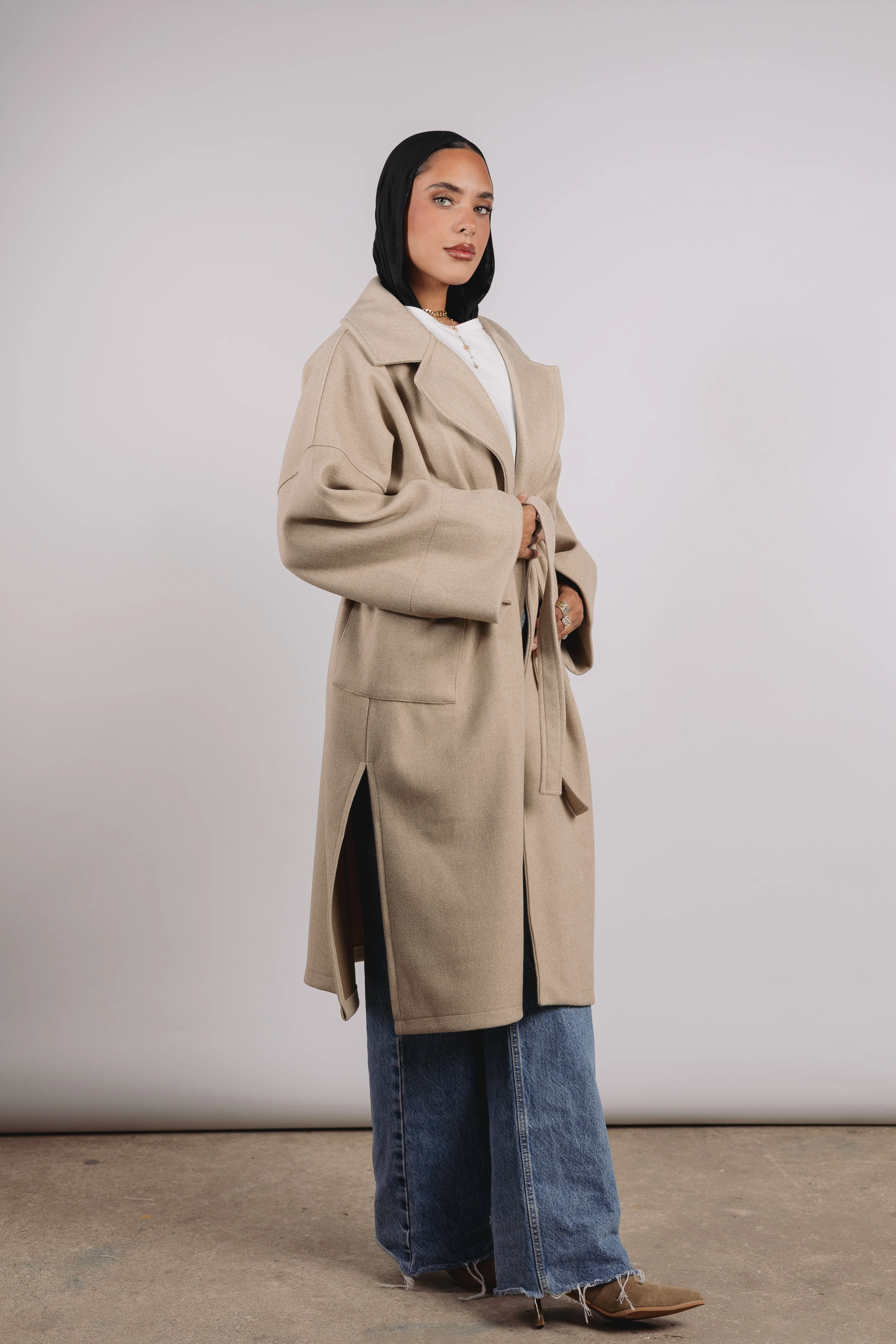 Not So Basic Coat in greige - Image 2