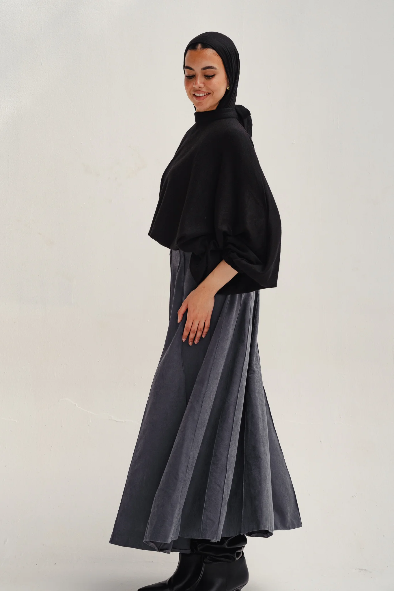 safy sued skirt - gray - Image 2
