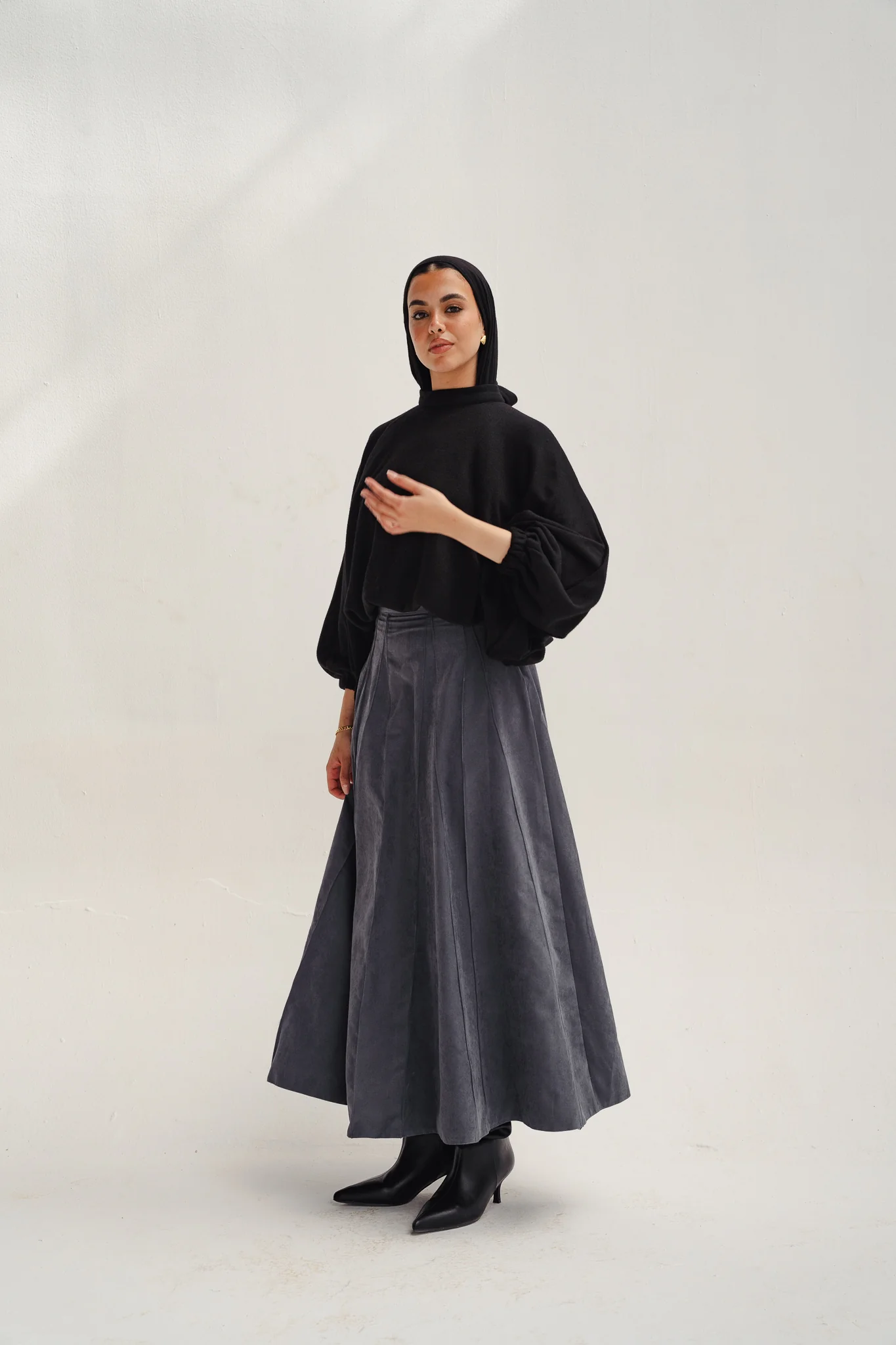 safy sued skirt - gray - Image 3