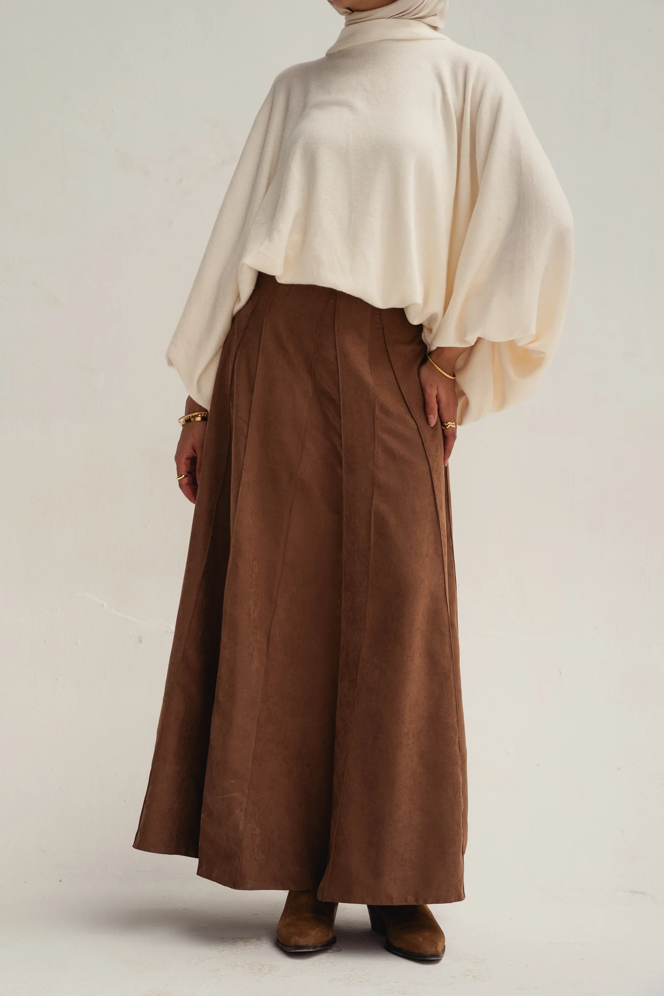 safy suede skirt - camel - Image 4