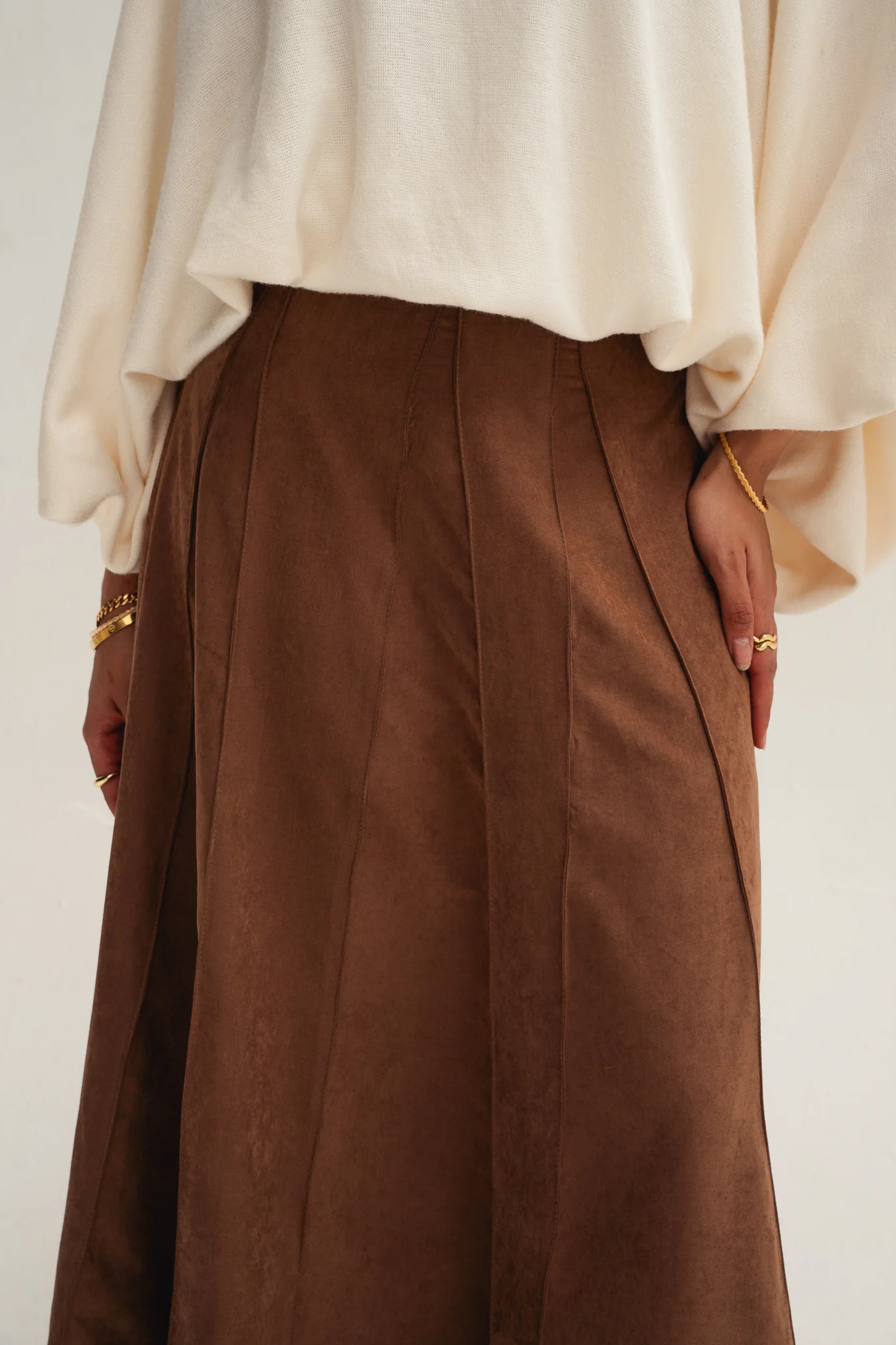 safy suede skirt - camel - Image 5