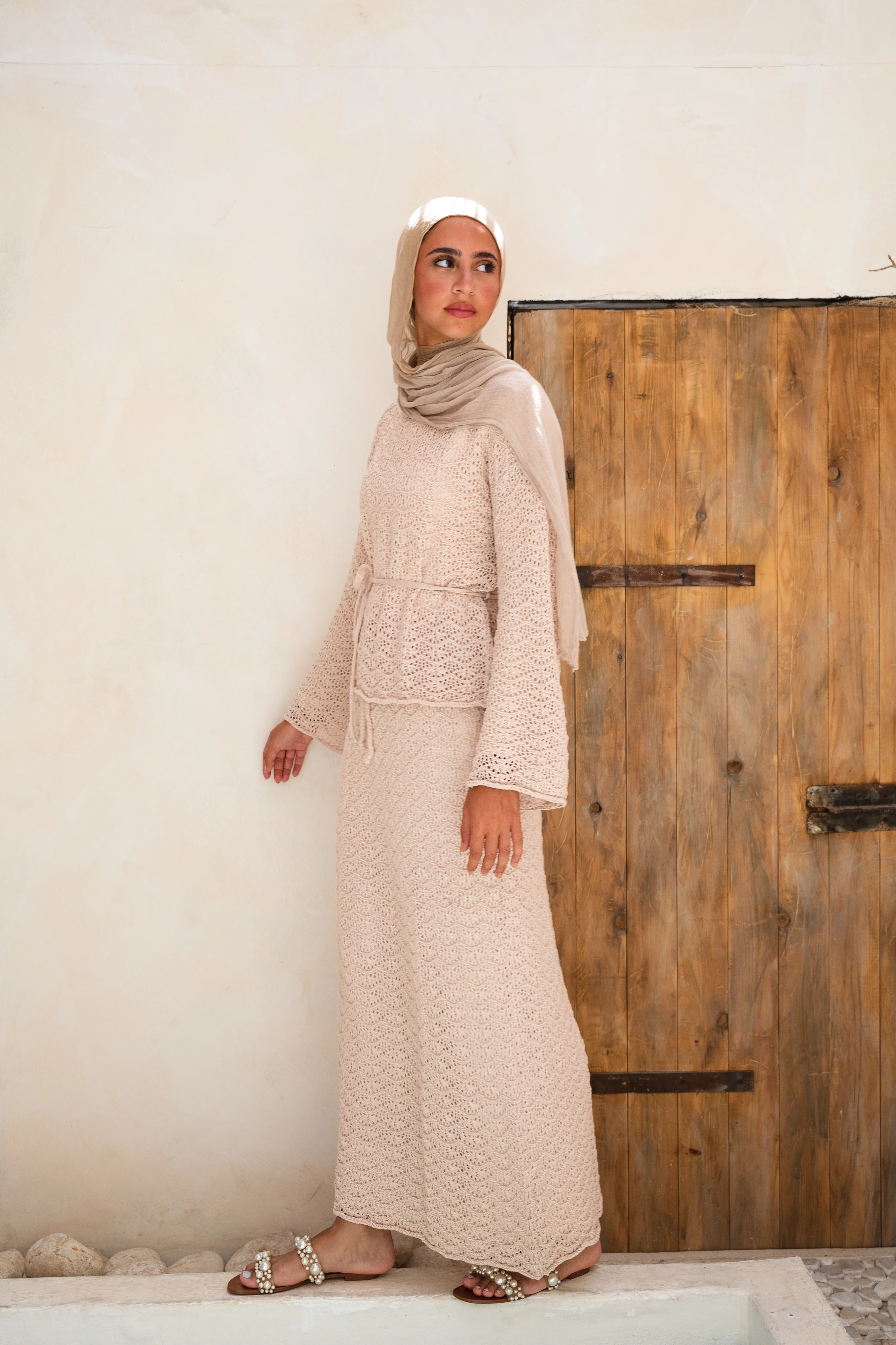 Seashell Crochet Set in Beige - Image 3