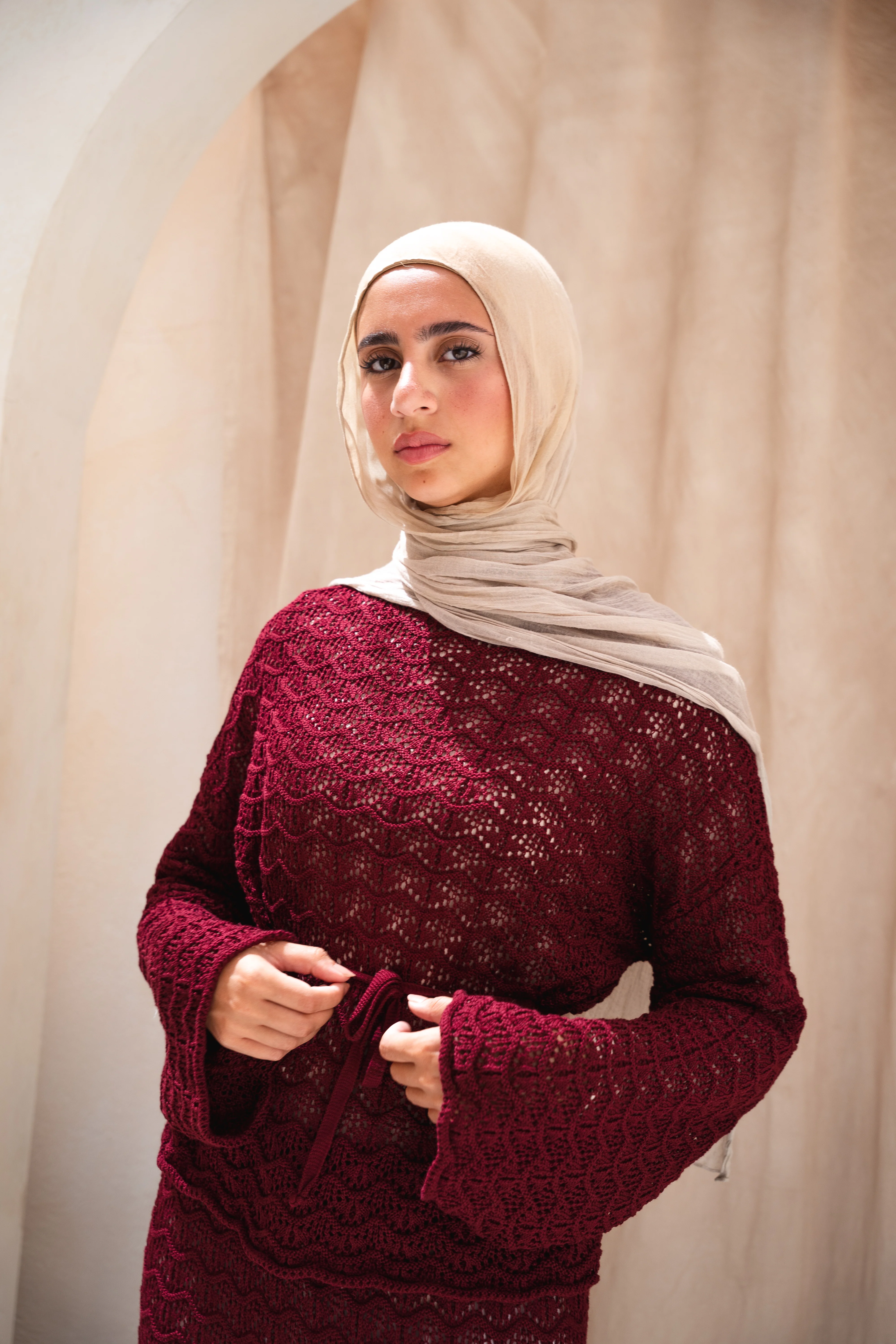 Seashell crochet set in maroon - Image 6