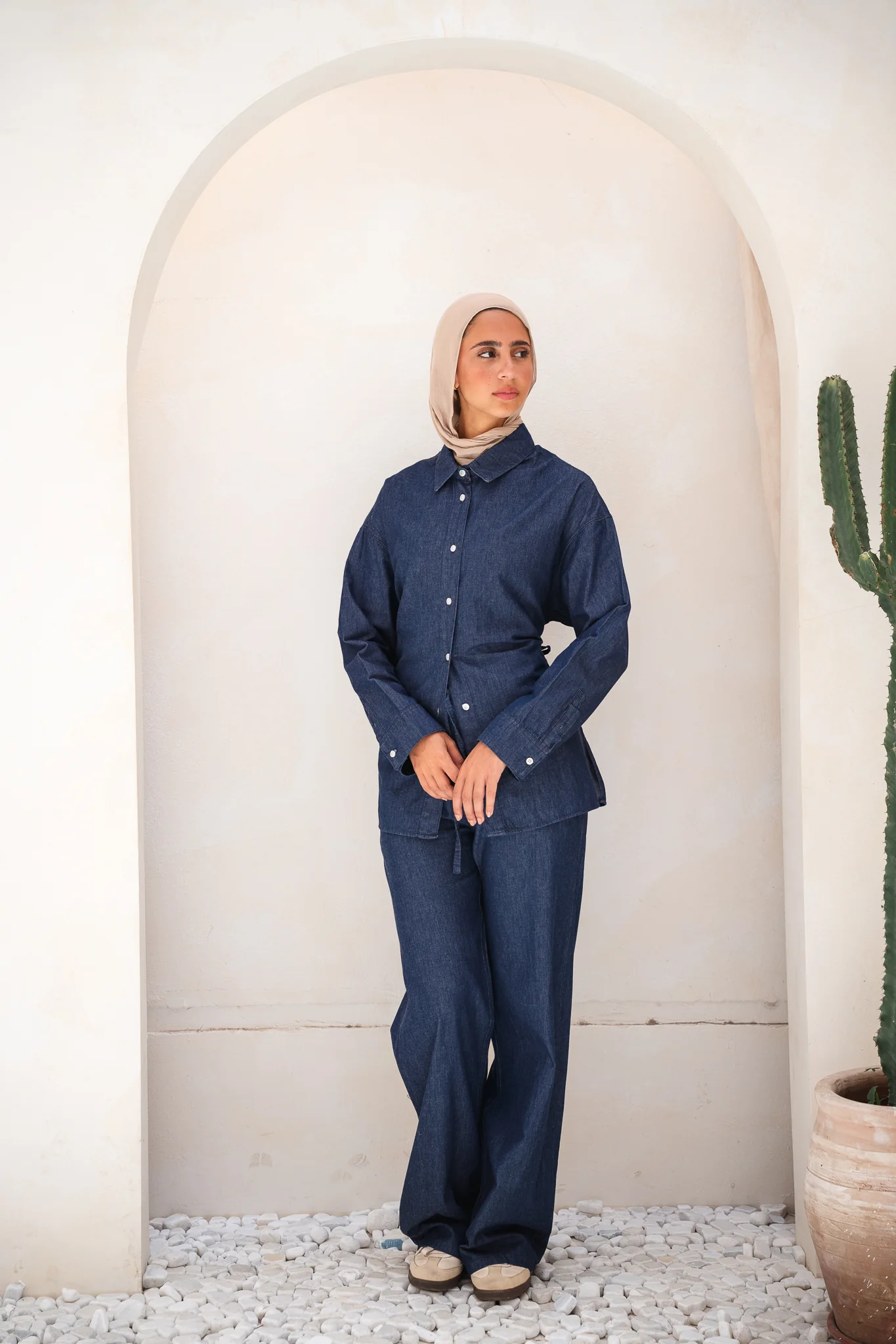 Soft denim set in navy blue - Image 2