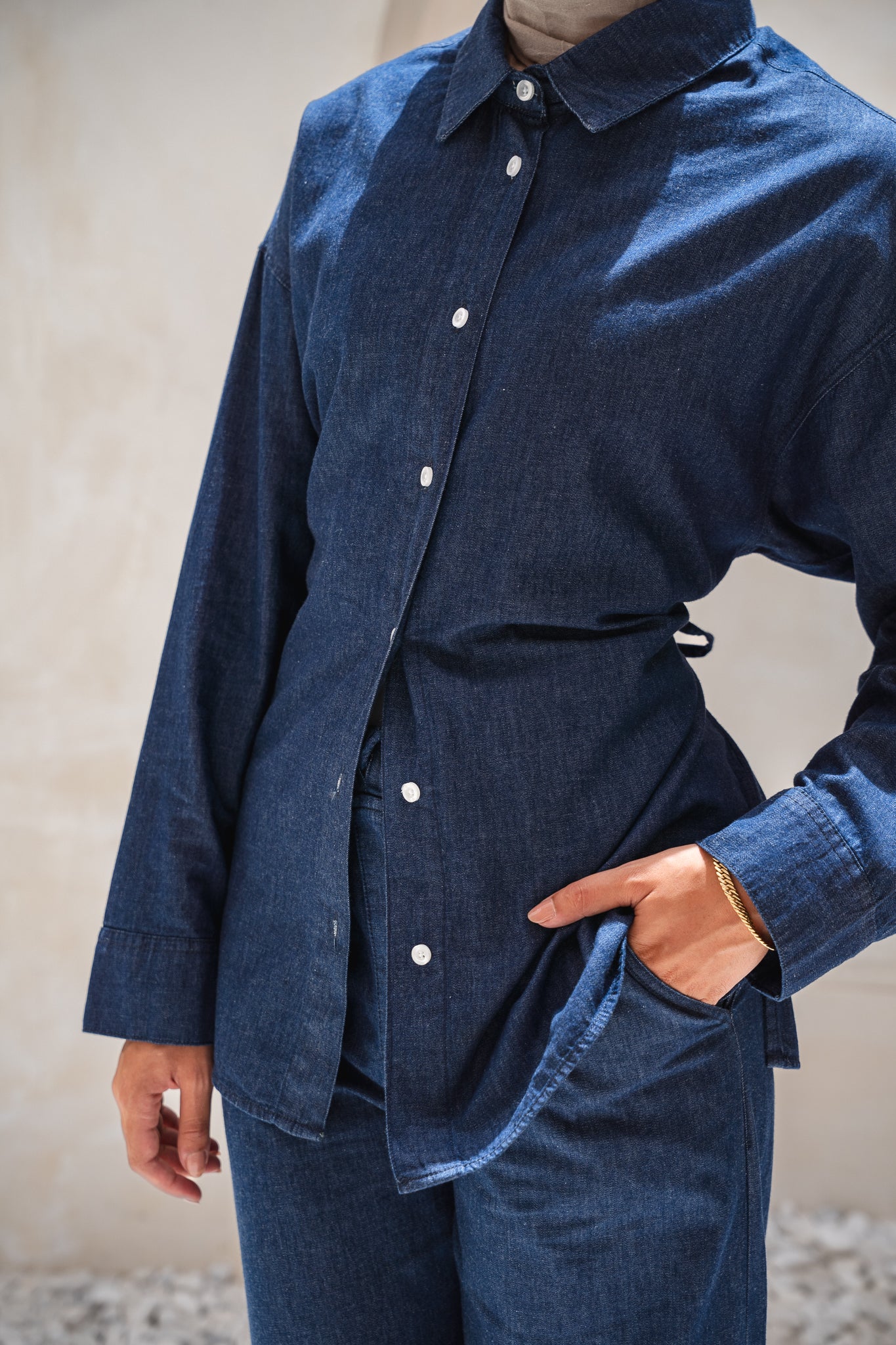 Soft denim set in navy blue - Image 6