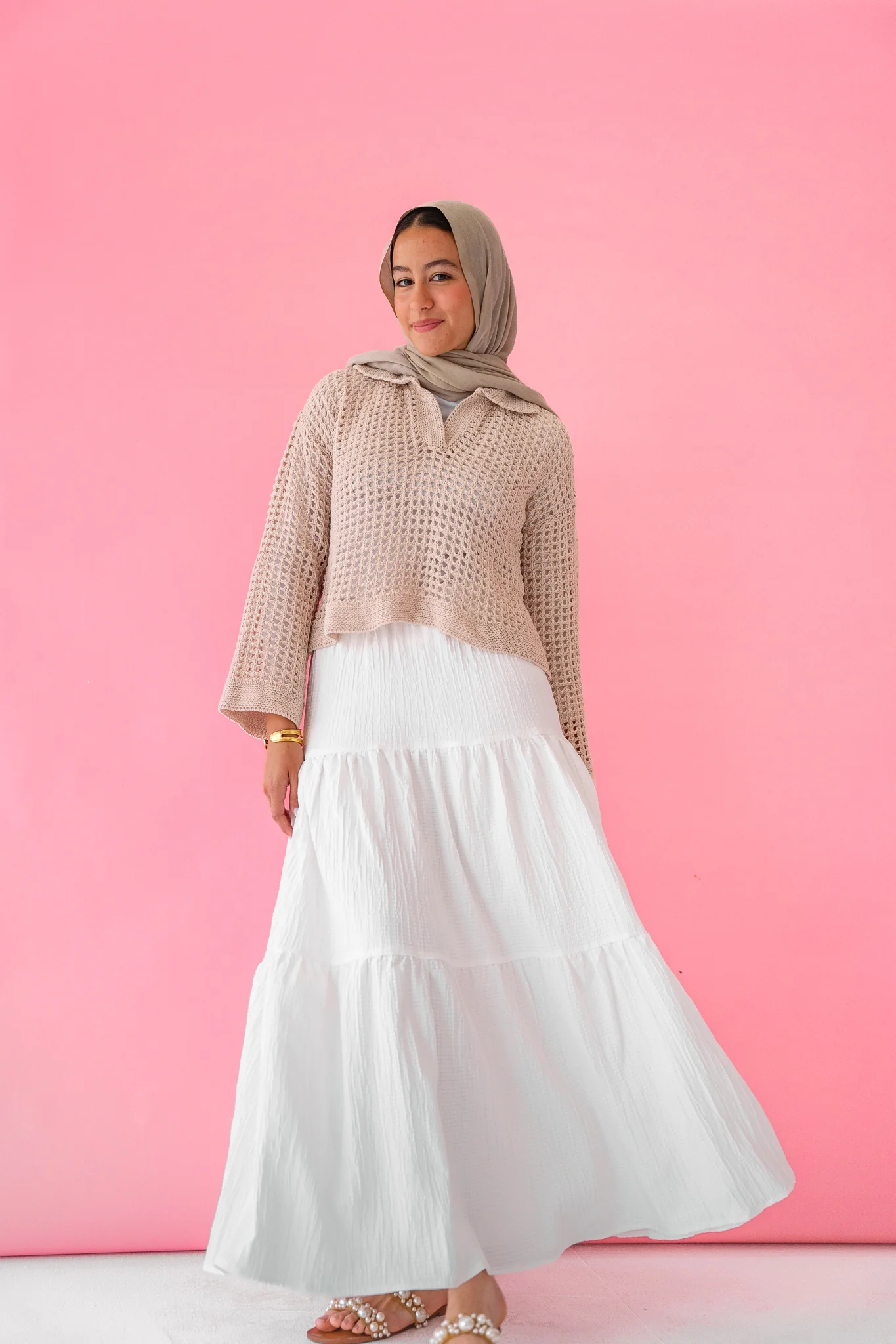 Sunset Walk Crochet Top in Beige - Image 10