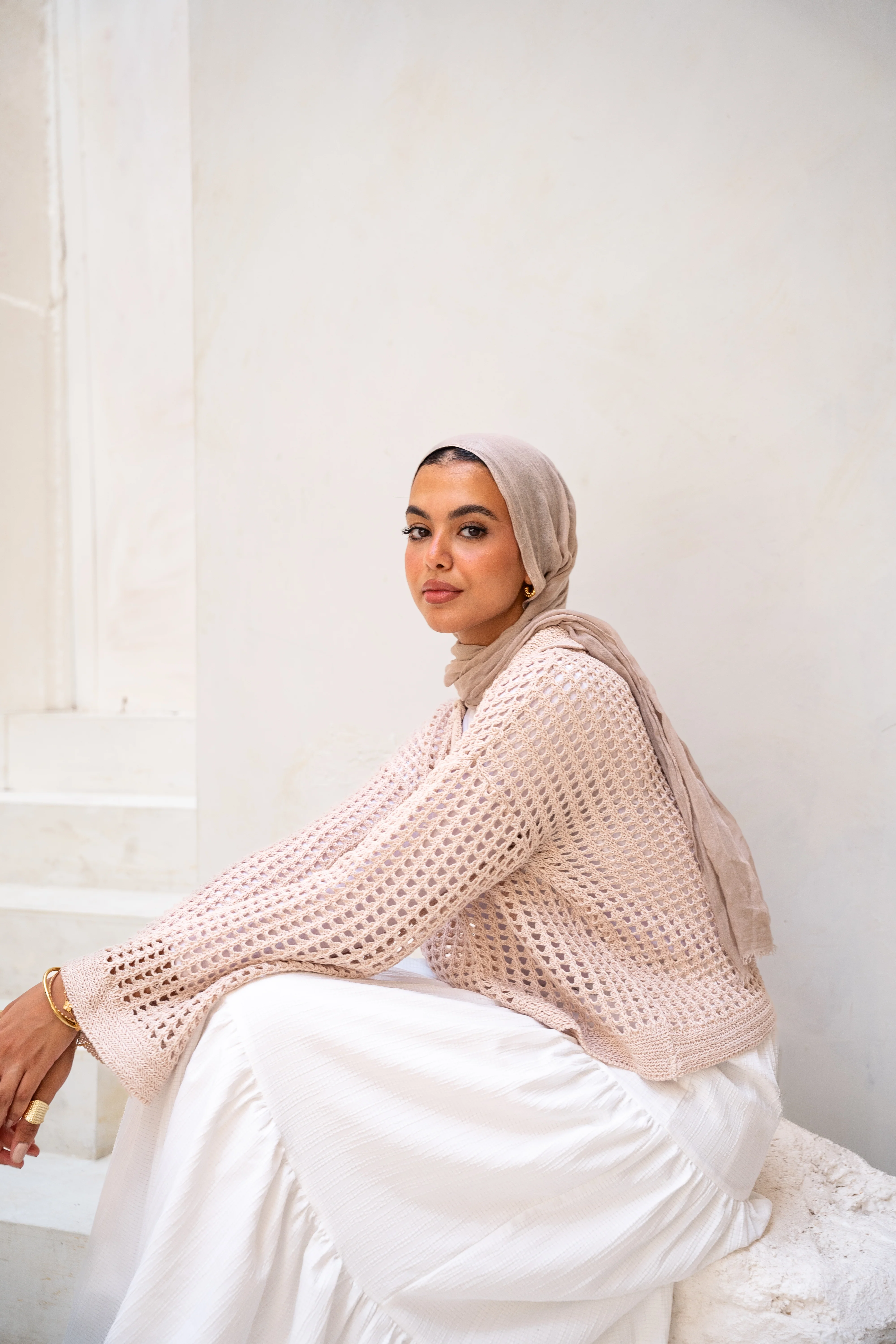 Sunset Walk Crochet Top in Beige - Image 6