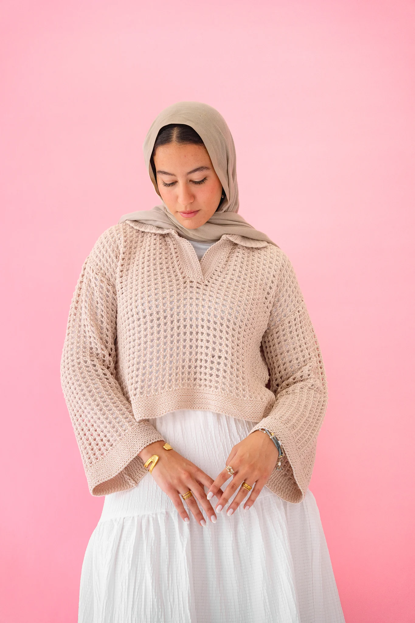 Sunset Walk Crochet Top in Beige - Image 7