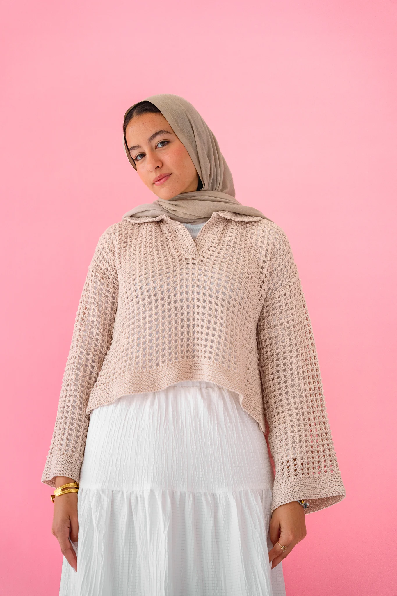 Sunset Walk Crochet Top in Beige - Image 8