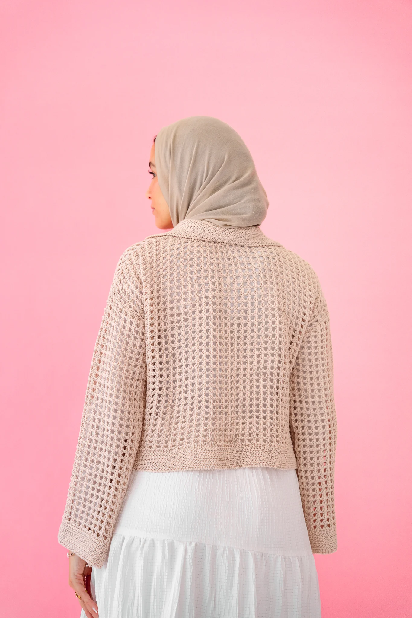 Sunset Walk Crochet Top in Beige - Image 9