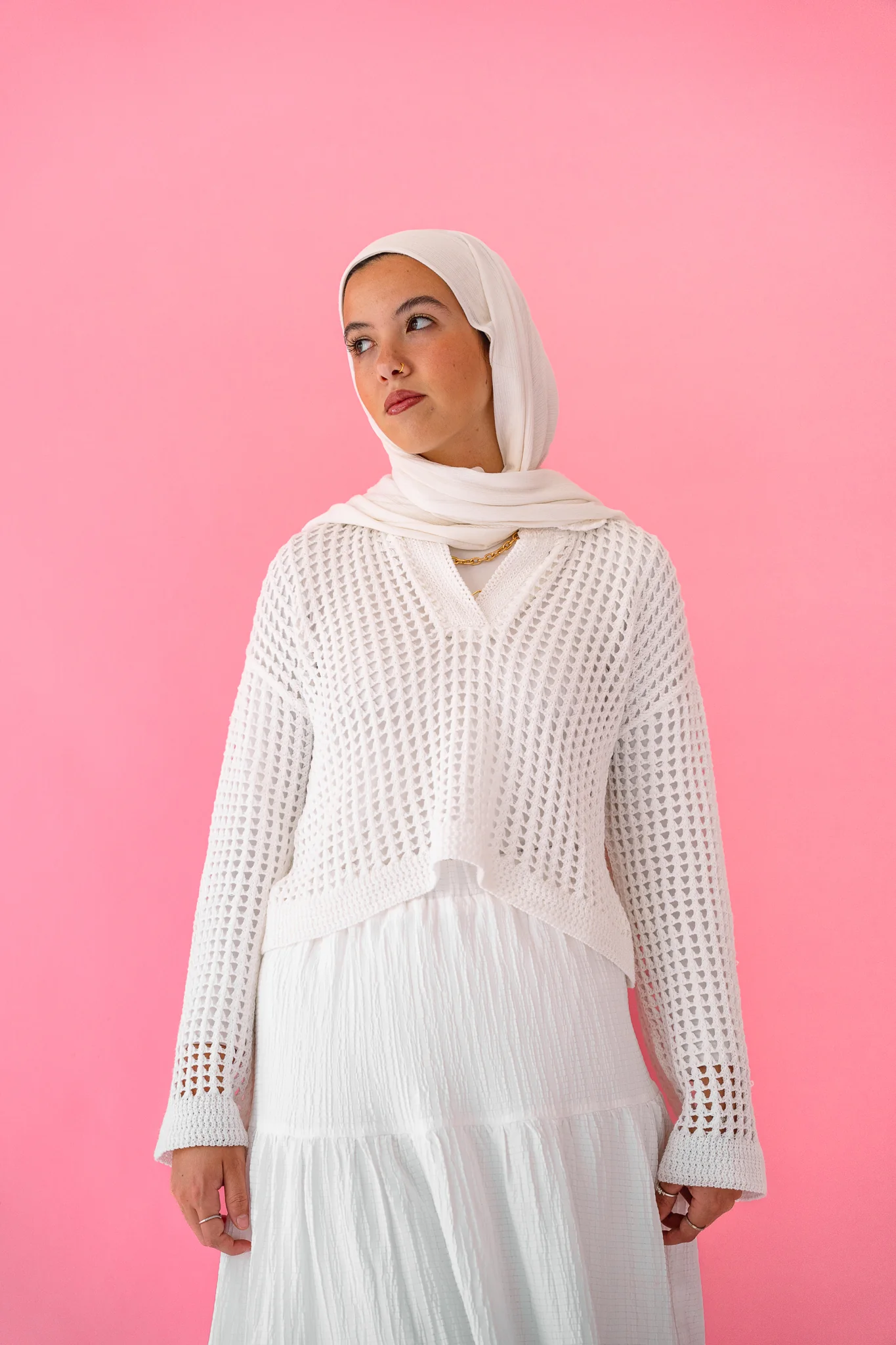 Sunset Walk Crochet Top in White - Image 10