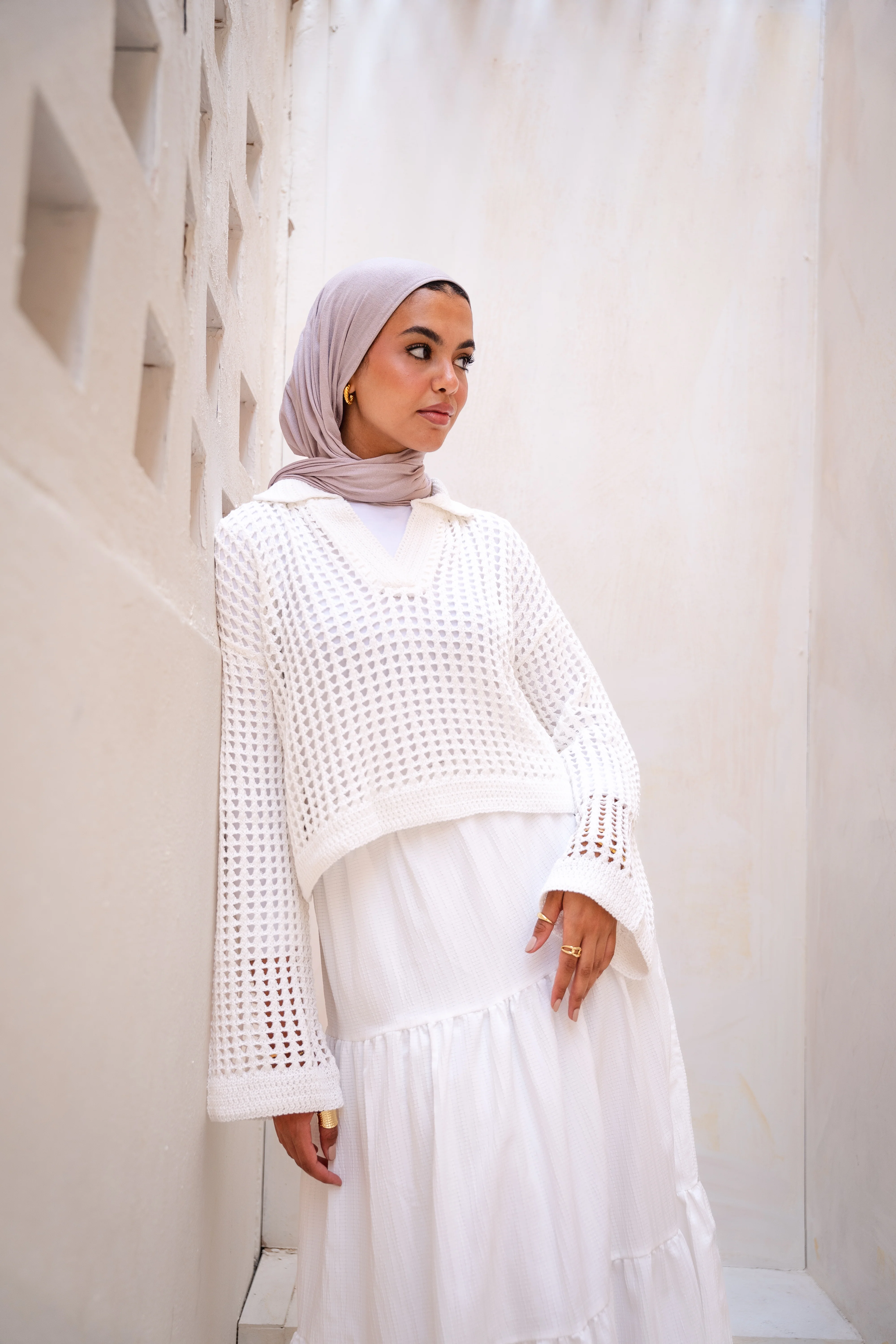 Sunset Walk Crochet Top in White - Image 2