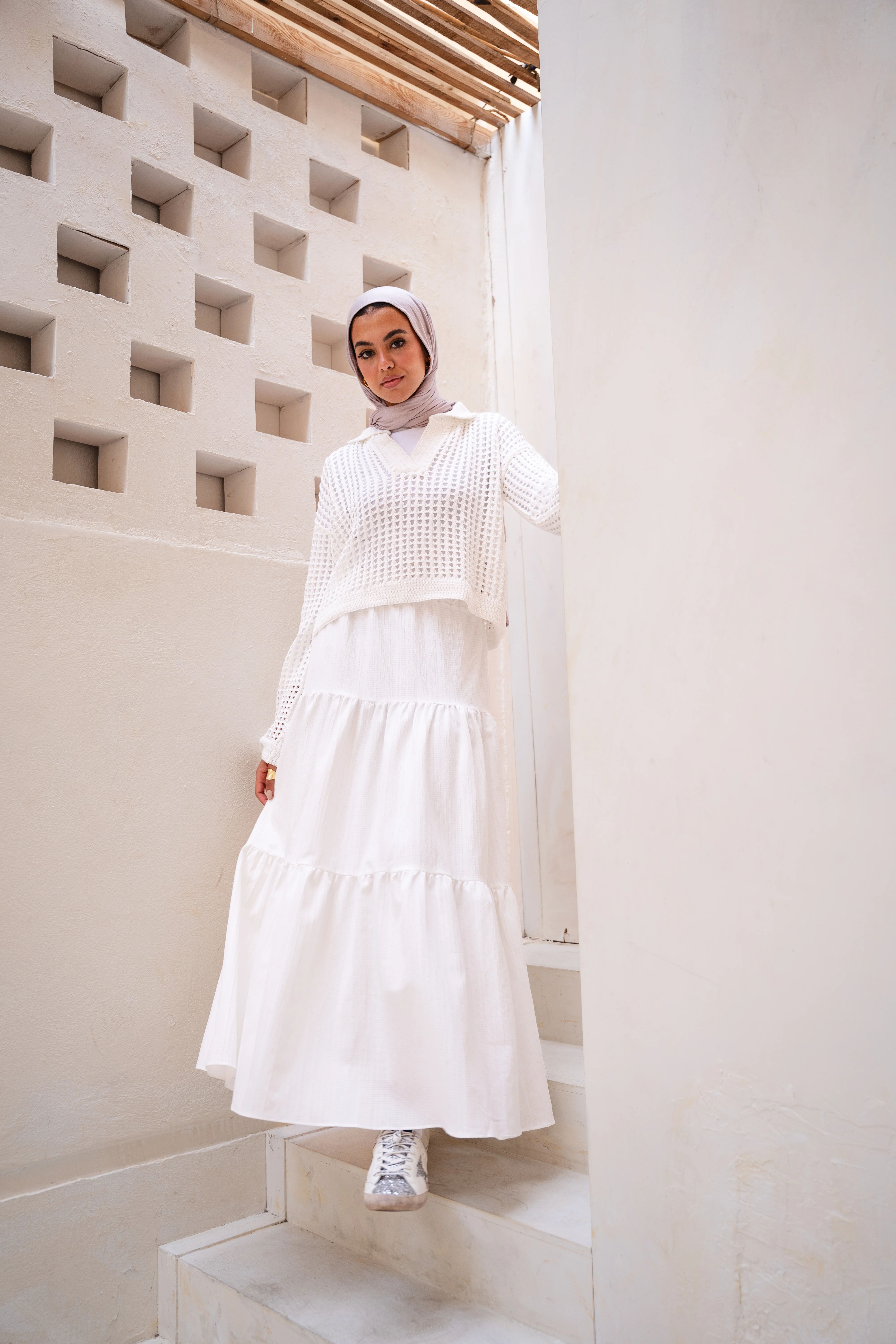 Sunset Walk Crochet Top in White - Image 6