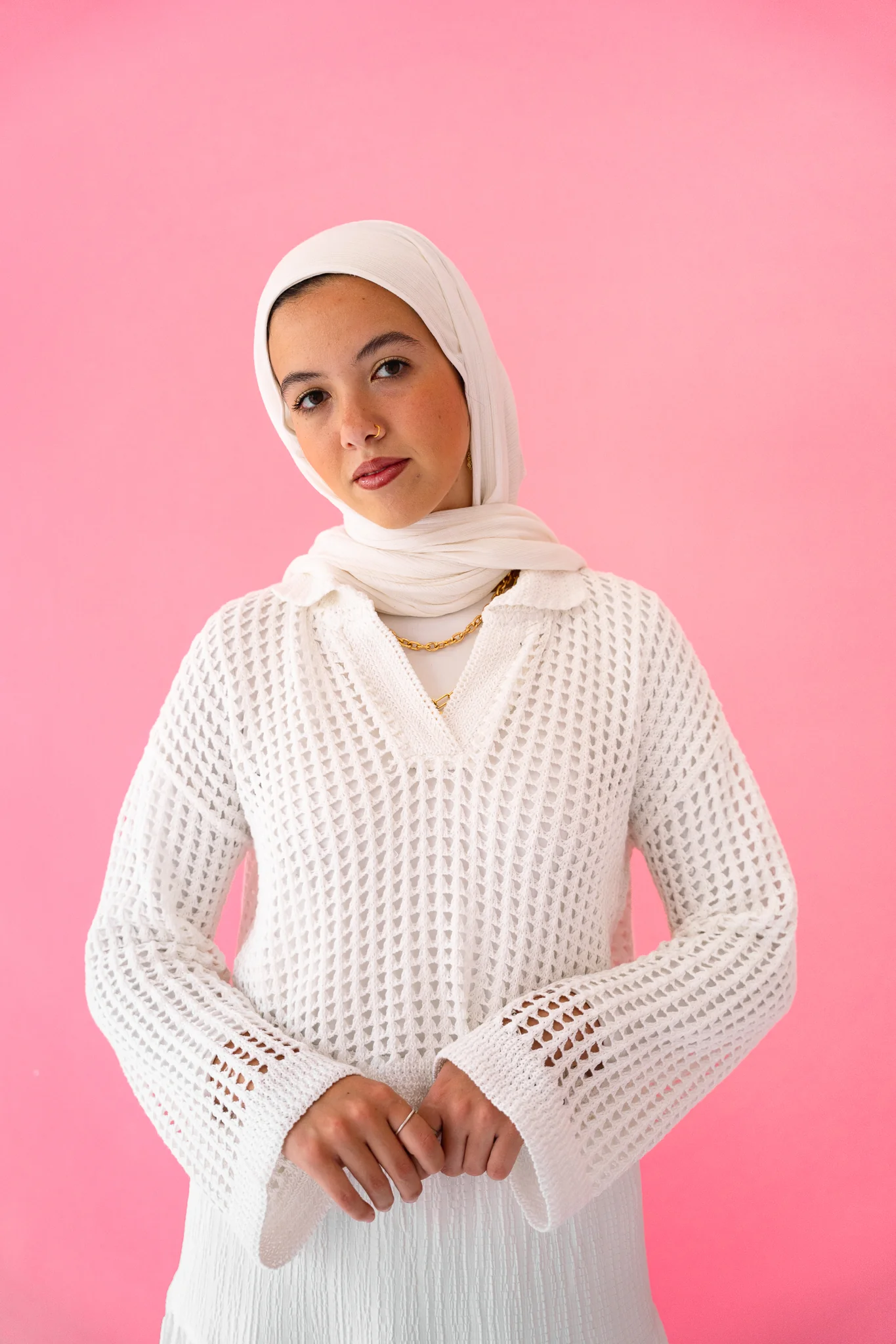 Sunset Walk Crochet Top in White - Image 7